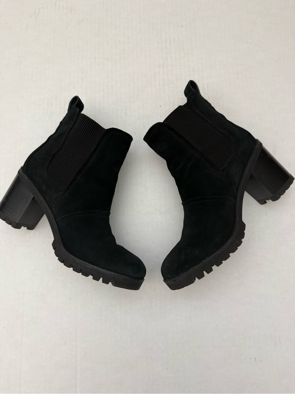 UGG Black Suede Chunky Heel Ankle Boots Size 10